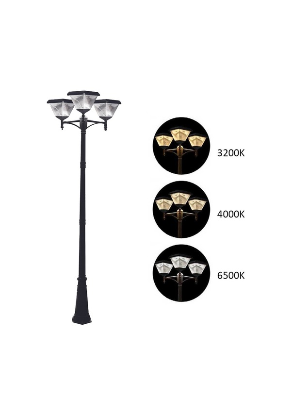 3X100W Güneş Enerjili Solar Bahçe Armatür (300Cm Direkli) - Görsel 5