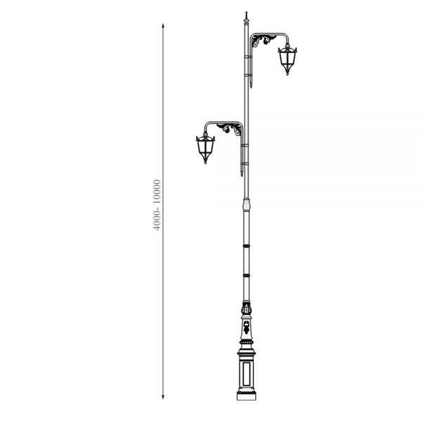7 Metre Yüksek Dekoratif Yol Aydınlatma Direği 2x150 Watt - Görsel 3
