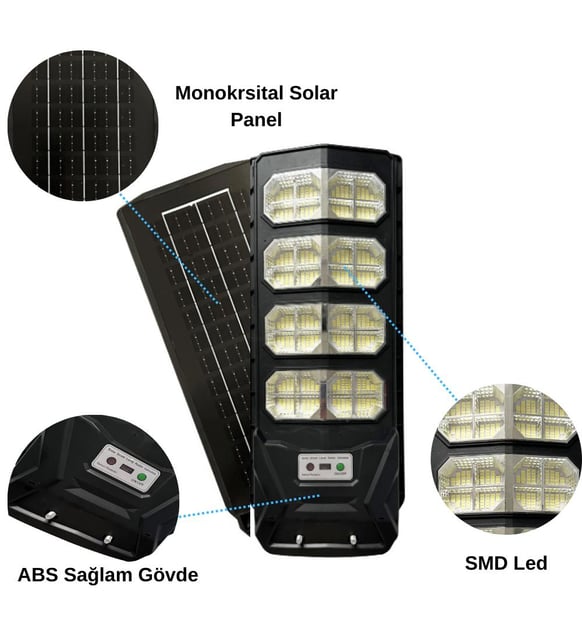 300 Watt Güneş Enerjili Solar Sokak ve Yol Aydınlatma Armatürü - Görsel 2
