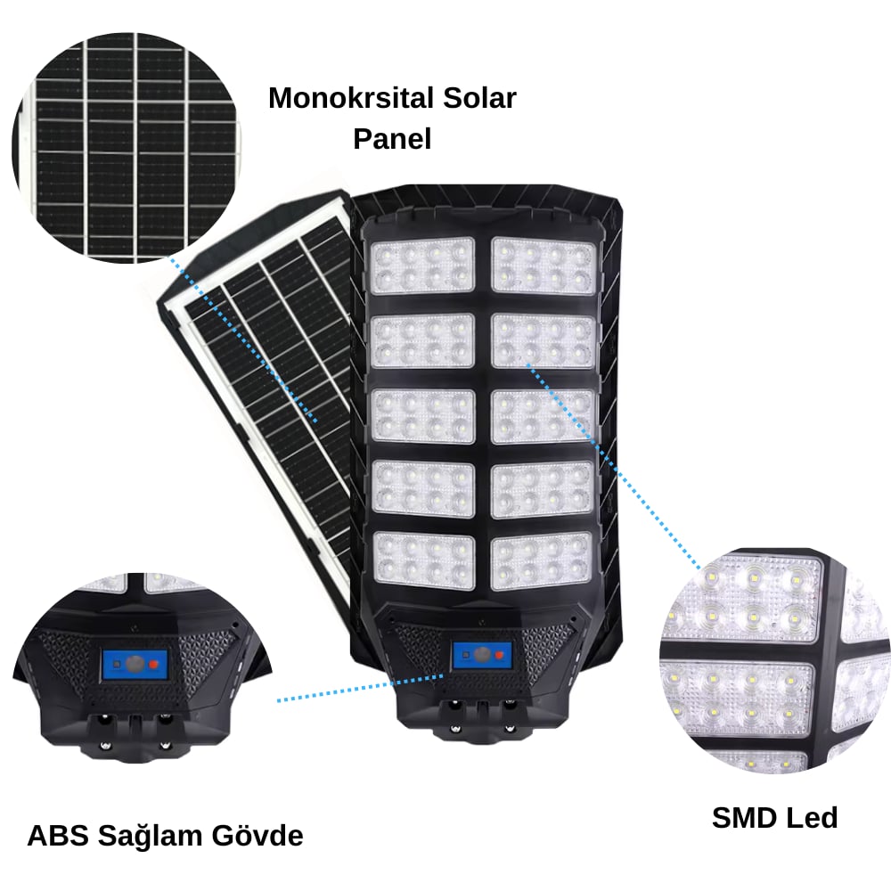1000 Watt Güneş Enerjili Solar Sokak ve Yol Aydınlatma Armatürü (Günışığı) - Görsel 2